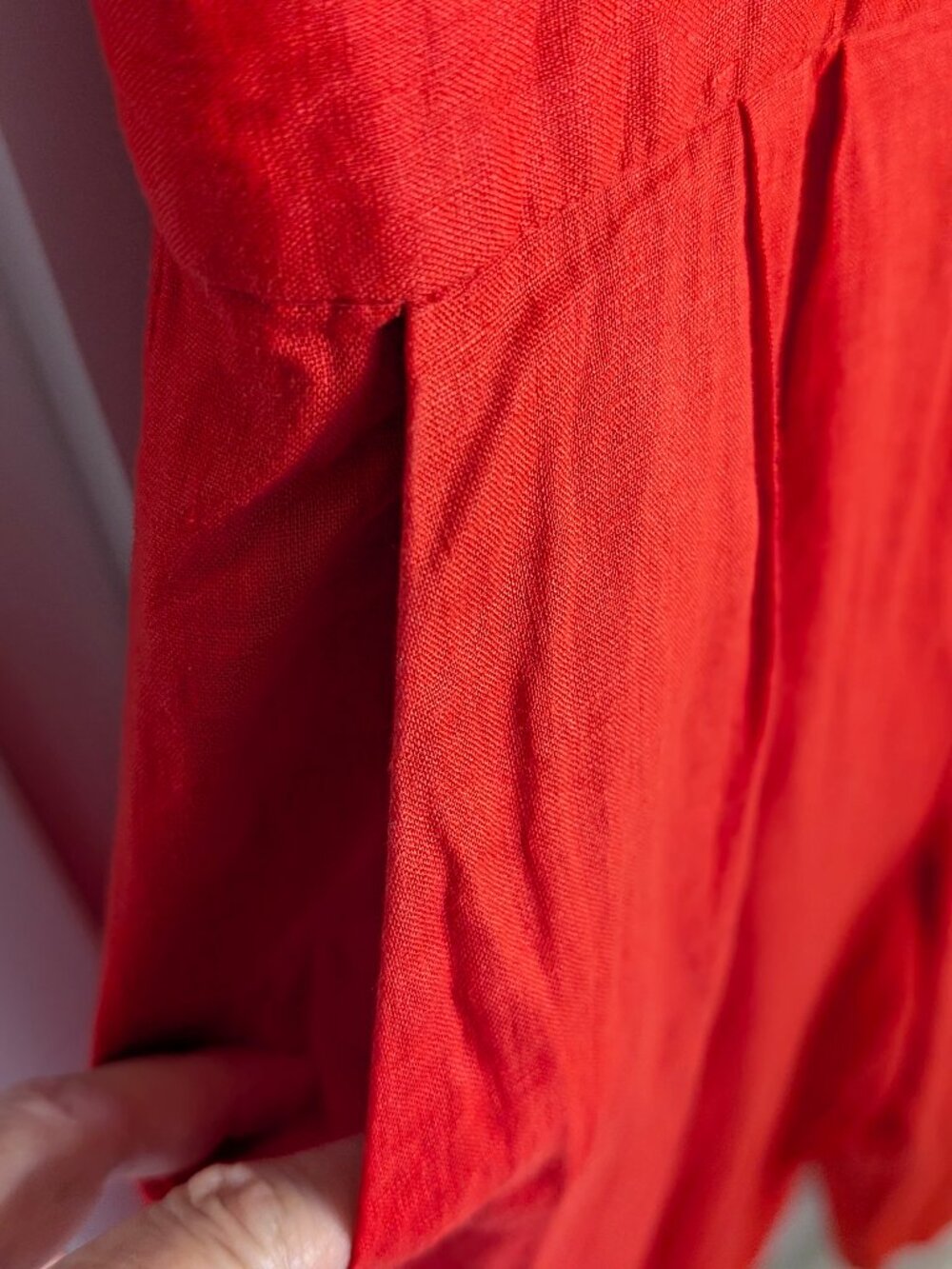 J.Crew Poppy Red 100% Linen Cropped Wide Leg Jumpsuit 8 Resort Coastal Travel - Picture 3 of 14